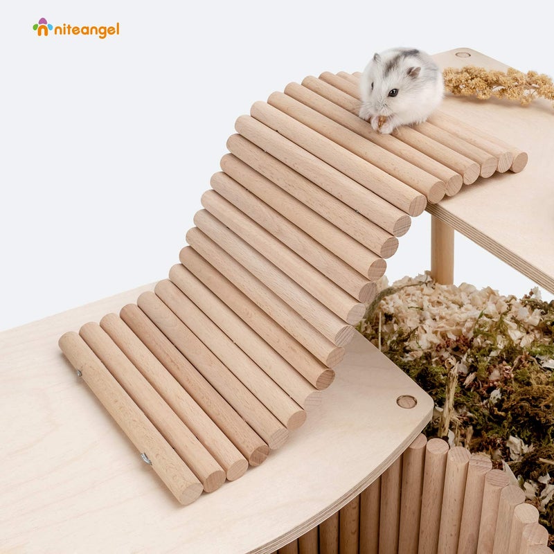 Niteangel Hamster Climbing Ladder Wooden Suspension Bridge for Guinea Pigs Rats Hedgehog Gerbils Mouse Sugar Glider and Other Small Animals (Small) - Image 2